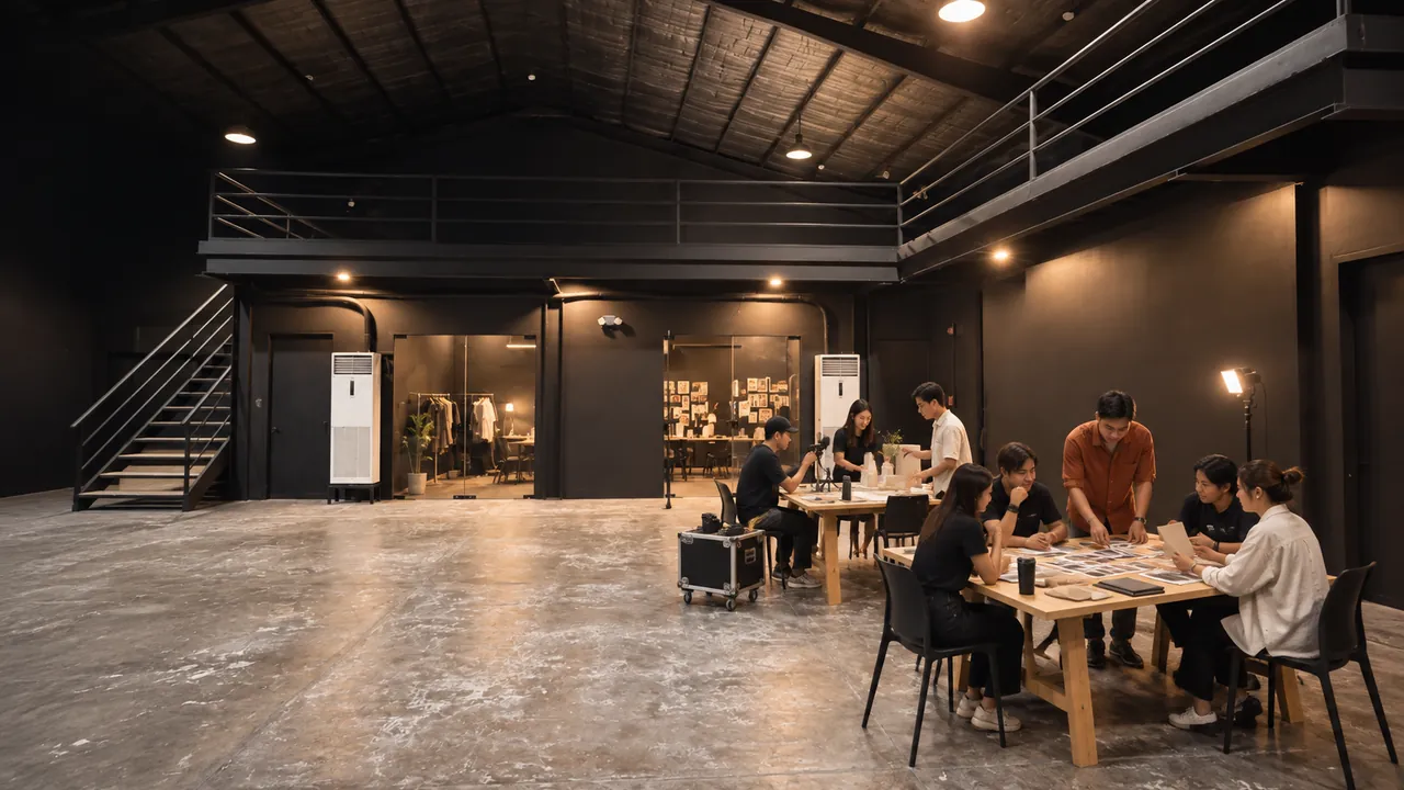 Concept visualization: a creative team planning and making tabletop content at movable worktables in W9.
